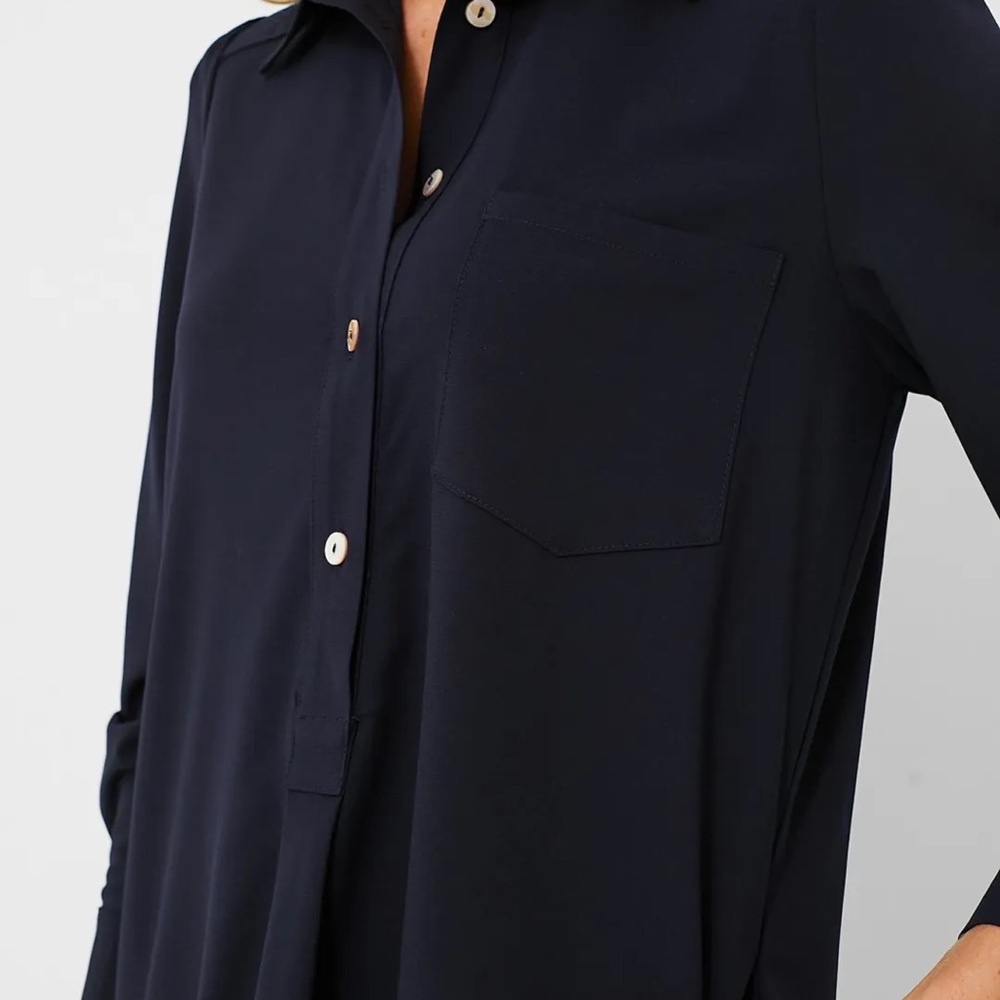 Tuckernuck Navy Crepe Callahan Shirt Dress - Picture 3 of 5